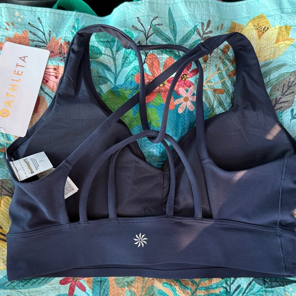 NWT Athleta Solace Bra D-DD in Powervita Navy small Blue 657431 sports bra Strap - Picture 8 of 9